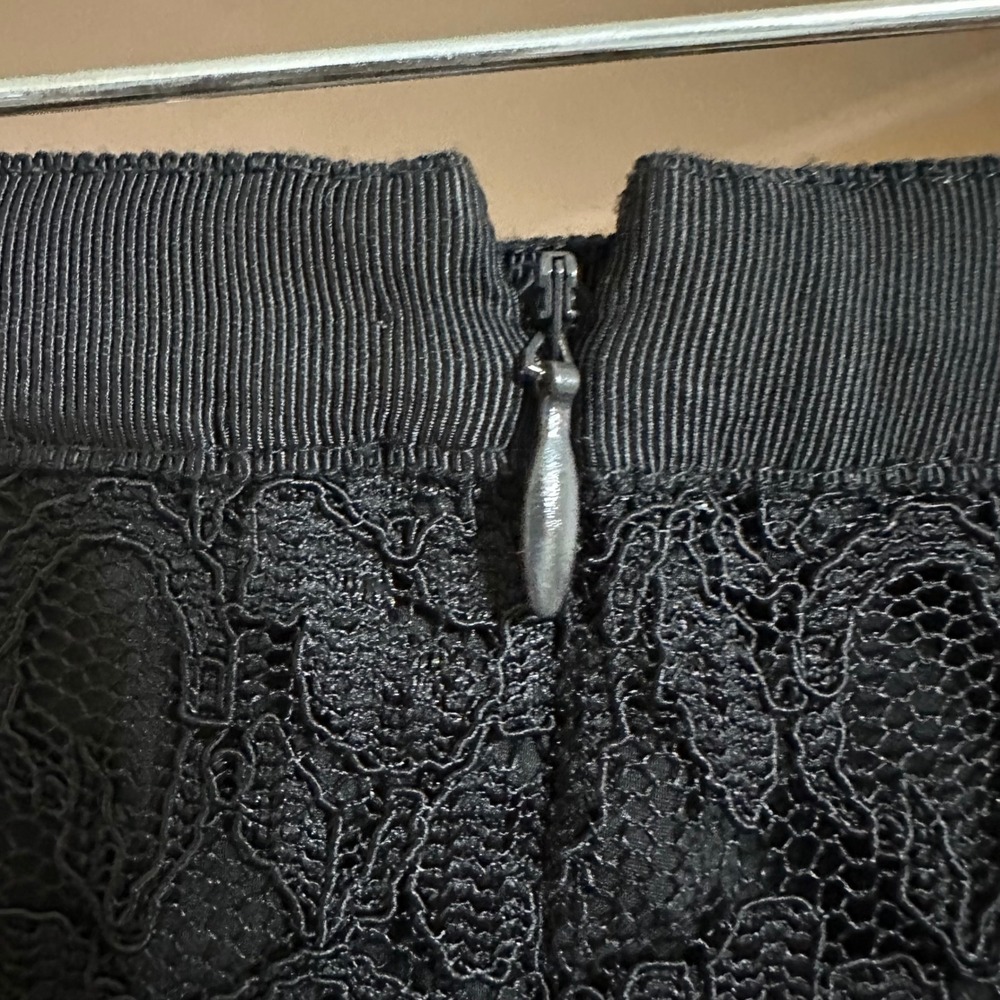 Old Navy Black Lace Midi Skirt Women Sz 16 Flounce Hem Zipper Closure Whimsigoh - Picture 8 of 8